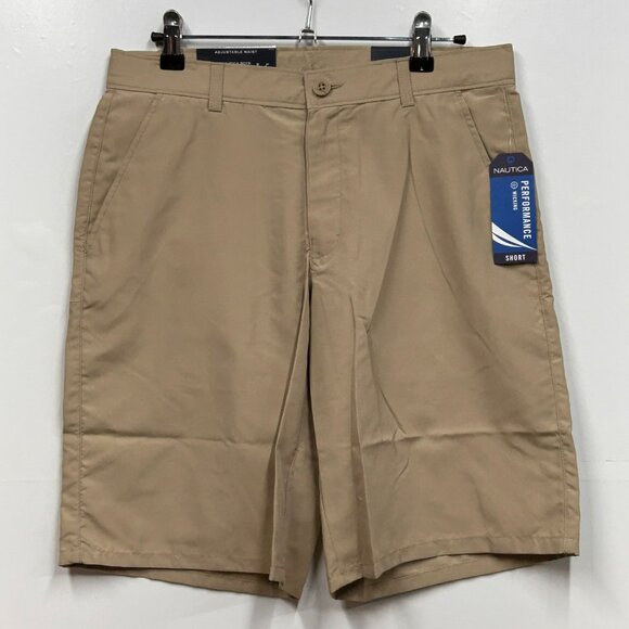 Nautica‎ Boys School Uniform Khaki Flat Front Shorts Adjustable Waist 18 Reg NWT - Picture 1 of 12